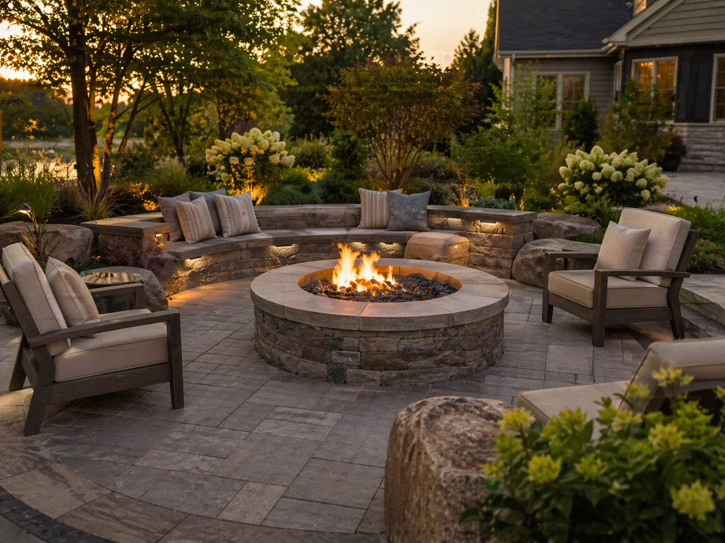 Custom fire pit and outdoor seating area